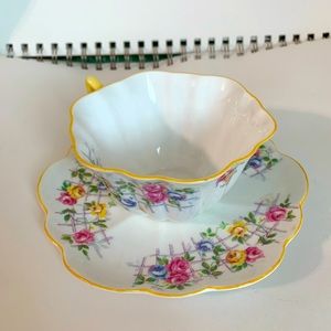 Vintage Shelley Tea Cup & Saucer Rose Trellis